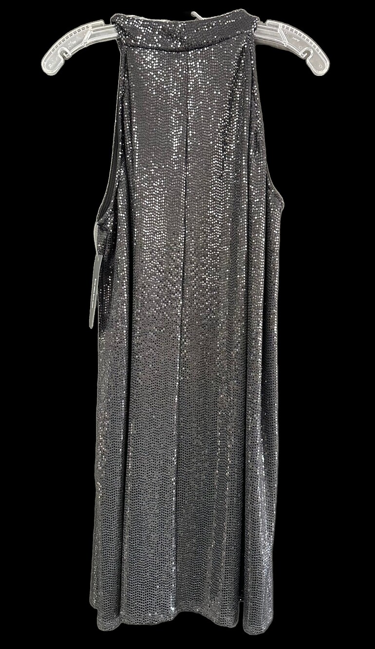 Black Sleeveless High Neck Sequin Dress Size XS Sparkling Party Dress